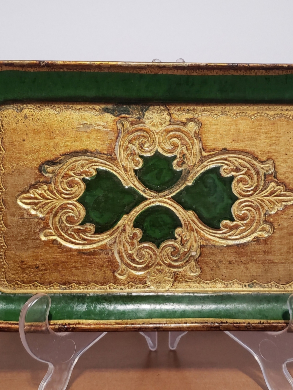Vintage Florentine Tray Italian Decorative Vanity Tray Gilded Ornate Decor 8.75"